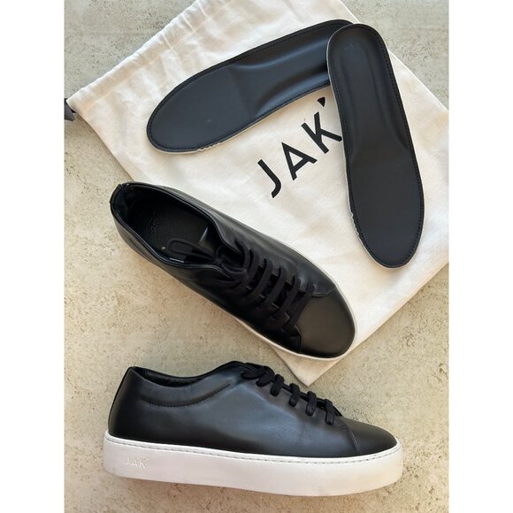 EUC JAK Royal Black Leather Sneakers Made in Portugal